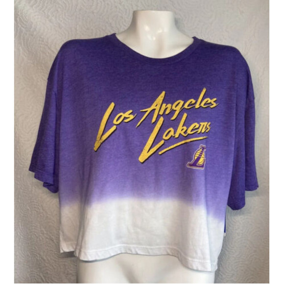 Majestic Threads Women’s Los Angeles Lakers Purple White SS SHIRT Size Medium - Picture 5 of 12
